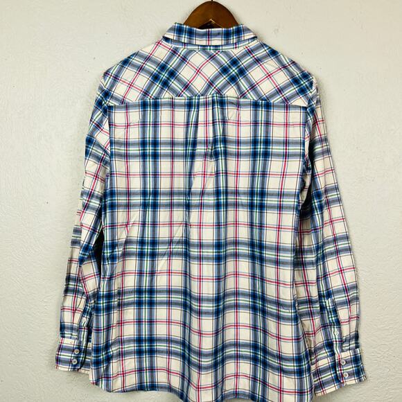 NEW! Talbots Button Up Plaid Shirt Long Sleeve Metallic Holiday - L - Picture 3 of 4